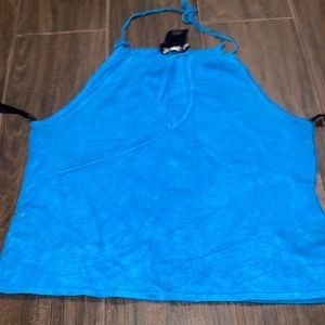 Bebe Y2K blue keyhole top